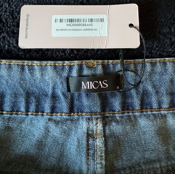 Micas Blue Denim Olive Green Patch Cargo Pants (Brand New With Tag) - Picture 3 of 3